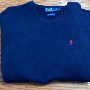 Polo Ralph Lauren lambs wool vneck sweater navy XL
